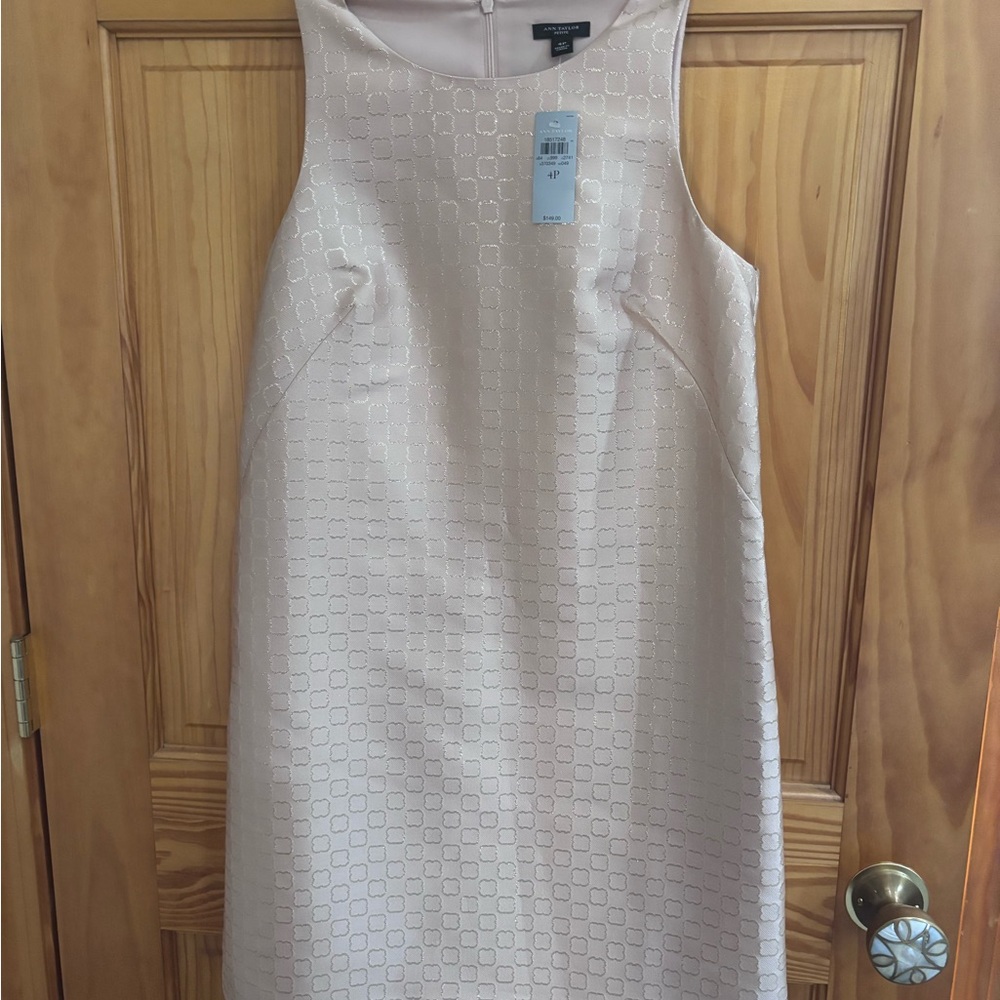 Ann Taylor Light Cream Patterned Midi Dress